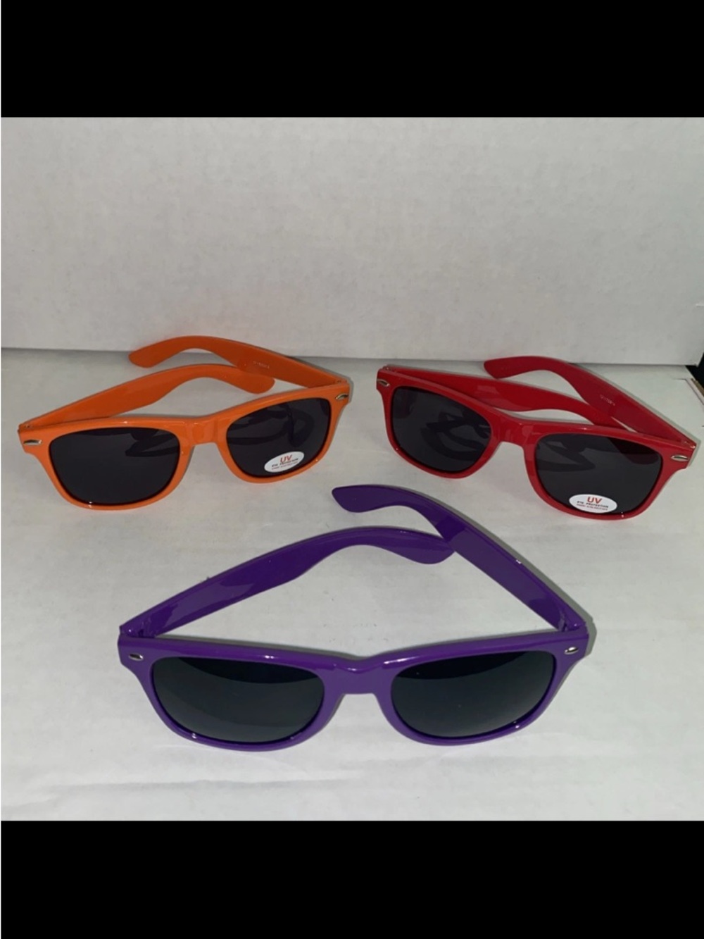 3pc. Lot Vintage Promo 90’s Unisex Sunglasses classic square Orange/Red/Purple